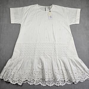 Sea New York Elysse Tunic Dress Small Embroidered Cotton Pocket Beachy Old Money